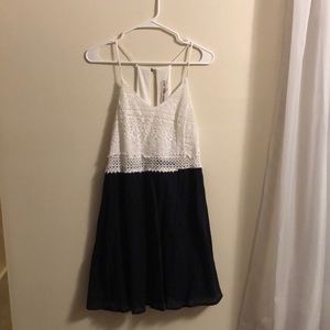 Lace dress navy blue and white